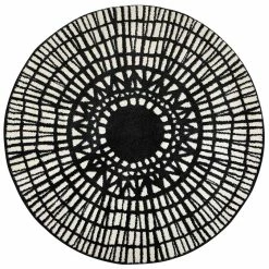 Tapis Rond Graphique Noir D160 Cm OLAPA