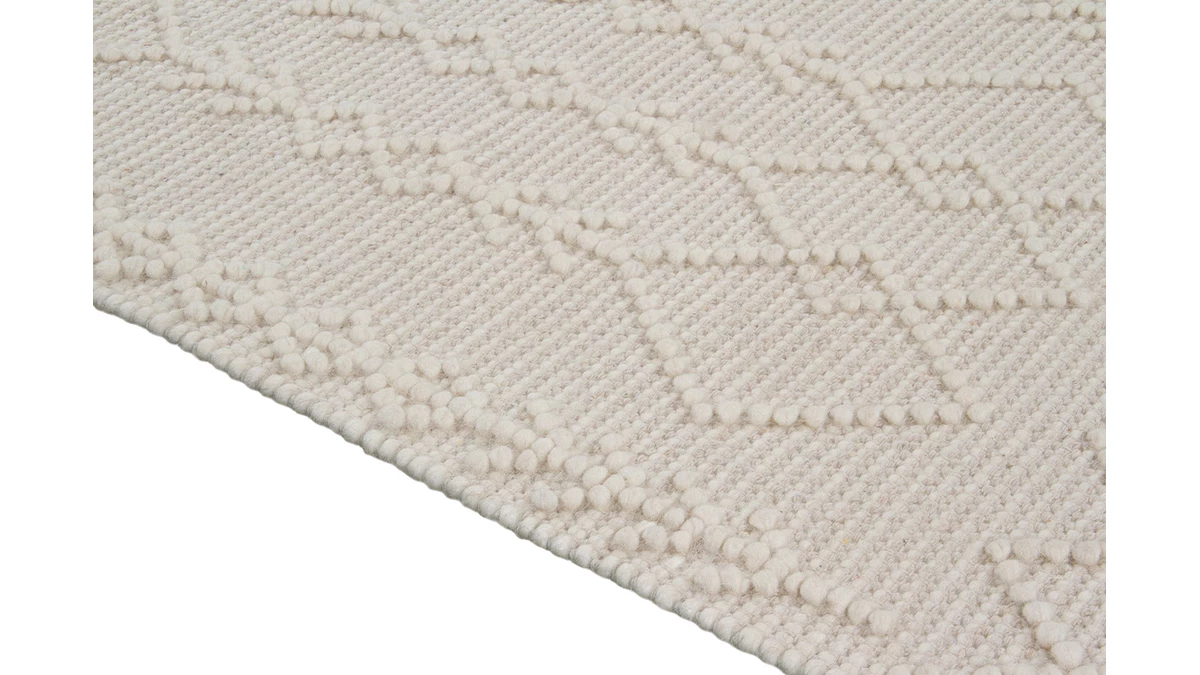 Tapis Tissé à La Main écru Avec Motifs En Relief Et Franges 60 X 120 Cm DENALI 5 Tapis Tissé à La Main écru Avec Motifs En Relief Et Franges 60 X 120 Cm DENALI – Image 3
