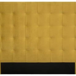 Tête De Lit Capitonnée En Tissu Velours Jaune Moutarde L160 Cm HALCIONA