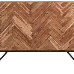 Tête De Lit Chevrons En Bois Massif Et Métal Noir L165 Cm STICK